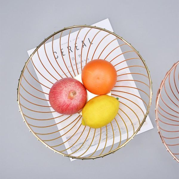 

storage baskets creative metal round mesh fruit bowl basket vegetables food candy snack decoration tray for kitchen dinning room