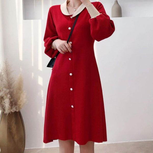 

casual dresses long sleeve office lady solid knitted mini dress autumn and winter fashion slim vintage robe femme hiver 2021, Black;gray
