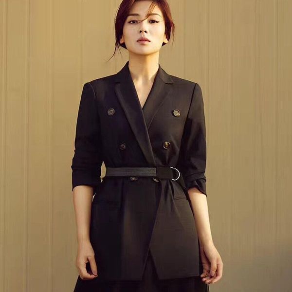 

women's suits & blazers leisure time suit loose coat suit-dress, White;black
