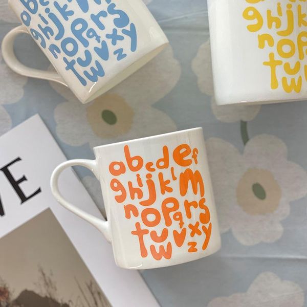 

mugs 1pc 300ml nordic ceramics coffee mug porcelain letter tea milk oatmeal water cups drinkware kitchen tableware special gift