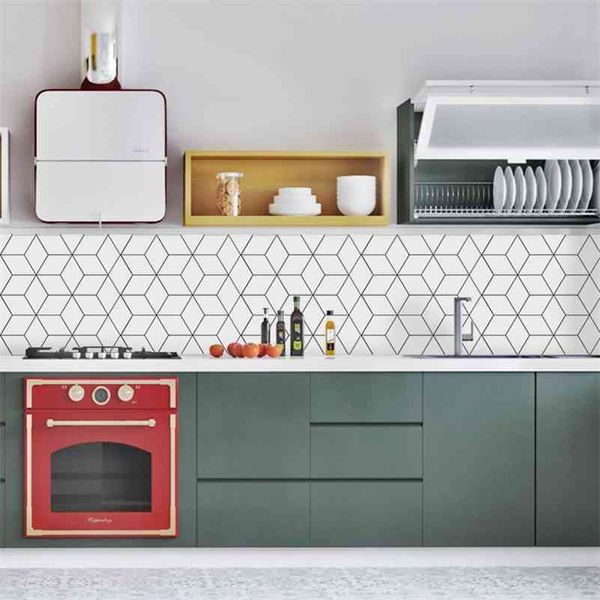 Funlife Fliesenaufkleber Küche Backsplash Wandaufkleber Selbstklebende Mosaikfliesen Badezimmer Wasserdicht DIY Nordic Modern Home Decor 210705