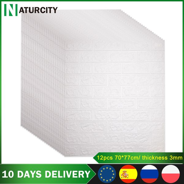 

naturcity 12pcs self adhesive 3d wall stickers bedroom waterproof foam brick room wallpaper decor living wall sticker for kids