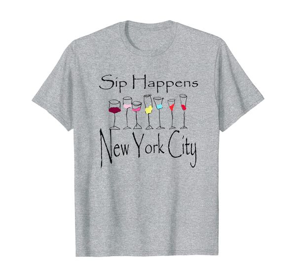 

sip happens new york city funny drinking glasses gift idea t-shirt, White;black