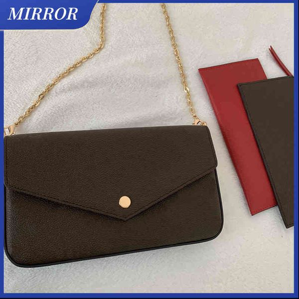 

mirror luxury l leather chain bag wallet card bag shoulder messenger purse in stock