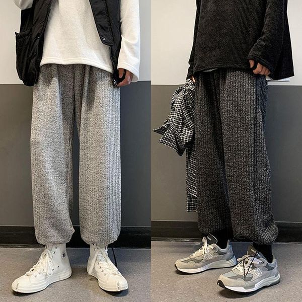 

men's jeans pants autumn and winter woolen casual drawstring feet japanese tide brand all-match hong kong s, Blue
