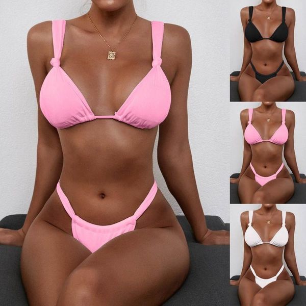 

women's swimwear 2021 high waist bikini women swimsuit push up solid halter set brazilian bathing suit swimming wear female, White;black