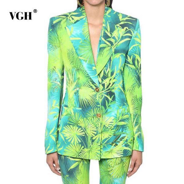 

vgh tie dye print women's blazer notched long sleeve loose hit color large size casual blazers fashion new clothing autumn 210421, White;black
