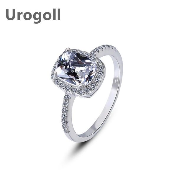 

wedding rings noble women cubic zirconia ring pure 925 sterling silver jewelry anniversary shining for bridal girl, Slivery;golden