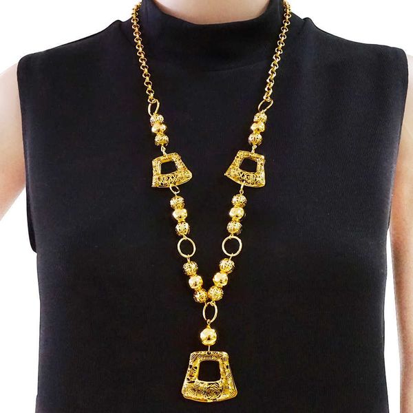 

2021 fashion metal pendant necklaces long chain necklace party wedding neclace jewelry, Silver