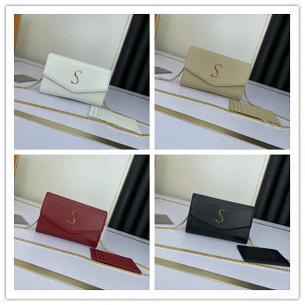 

luxury designer mini shoulder bag calfskin leather beige crossbody bags 607788 qiuaiity uptown chain wallet haybrick size: 19x12x4cm