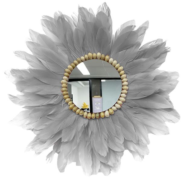 

mirrors 4-style flowers mirror with feather hook wall mounted acrylic decal art mural wallpaper living room decoration home decor