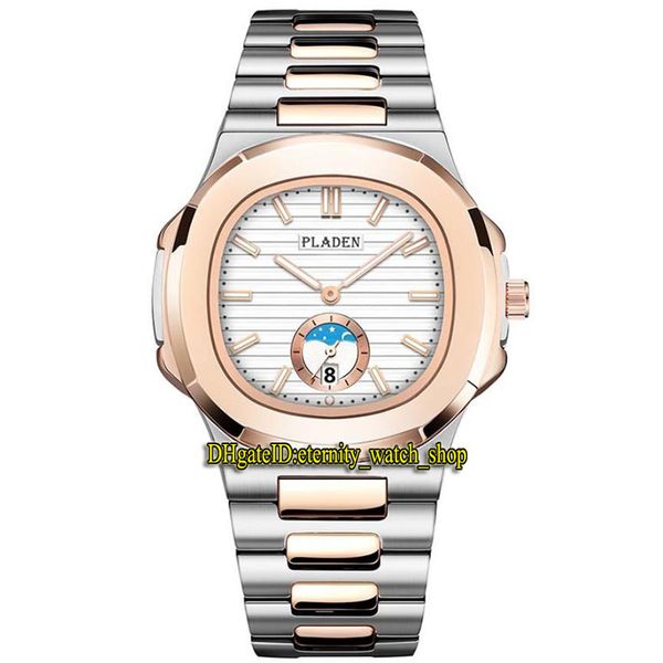 

pladen eternity m003 leisure ultrathin th 8mm mens watches white date dial quartz movement men watch rose gold bezel steel case two tone bra, Slivery;brown