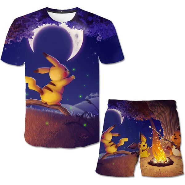 

boys and girls suits summer haodong produces bikaqiu series short sleeve cartoon children's comfortable suit t-shirt and shorts, White