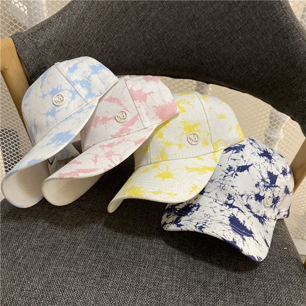 

color tie dyed men's and women's baseball summer outdoor sun protection cap, Yellow