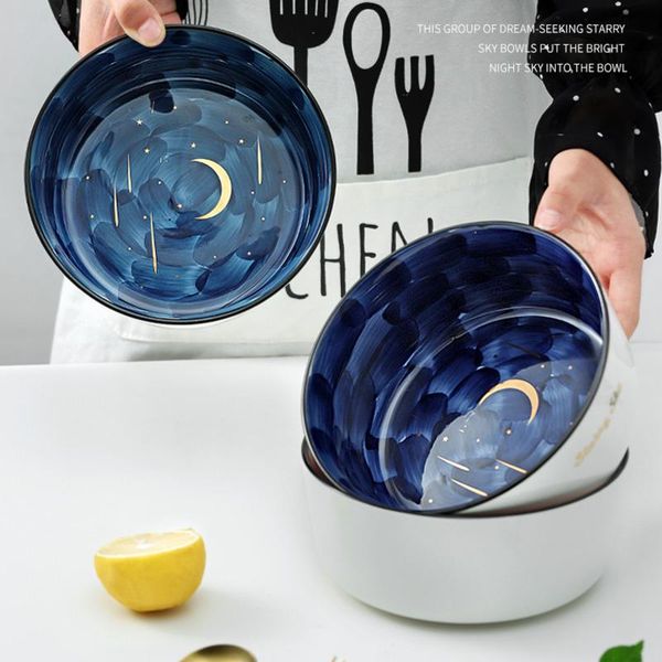 

bowls 1200ml large capacity ceramic bowl starry sky series fruit salad noodle nordic restaurant serving breakfast home