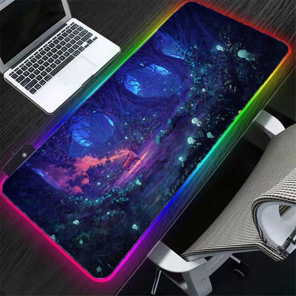 

mouse pads & wrist rests rgb pad anime scenery office keyboard desk mat xxl rubber non-slip notebook mousepad one piece wholesale led light