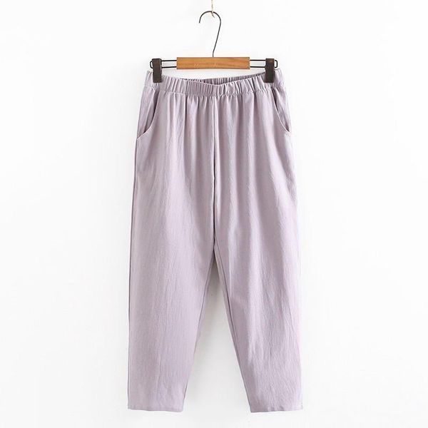 

women's pants & capris womens spring autumn cotton solid elastic waist harem trousers soft thin female ladys plus size xl - 4xl, Black;white