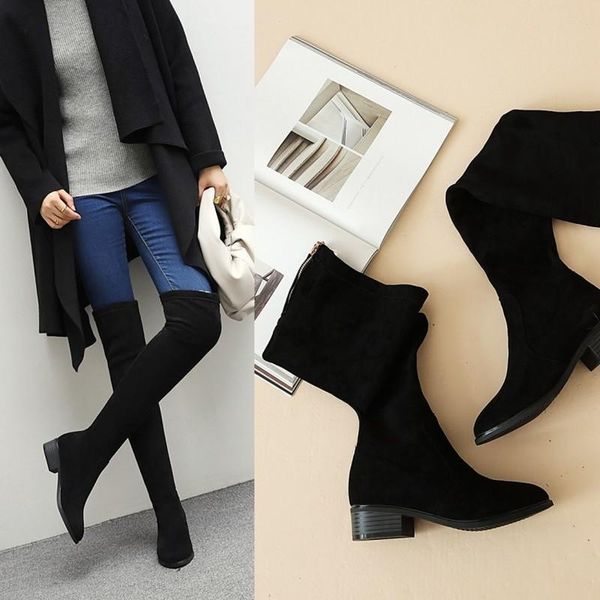 

boots 2021 temperament all-match thigh-high, Black