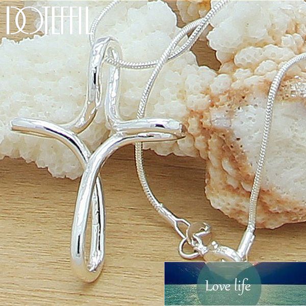 Dotefil 925 Sterling Silver Charme 18 polegadas Corrente de cobra mulher Cross Pingente Colar de casamento de casamento Jóias Presente de Jóias Preço de Fábrica Qualidade