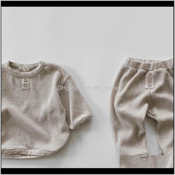 

sets clothing baby, & maternity drop delivery 2021 autumn toddler baby boys girls waffle clothes casual long sleeve t-shirt +long pants k, White