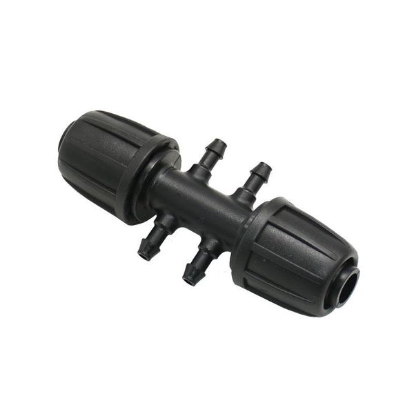 

garden hose 1/2" to 1/4 4-way water splitter lock nut 4/7 barbed double way irrigation connector screw 16mm 1pcs watering equipments