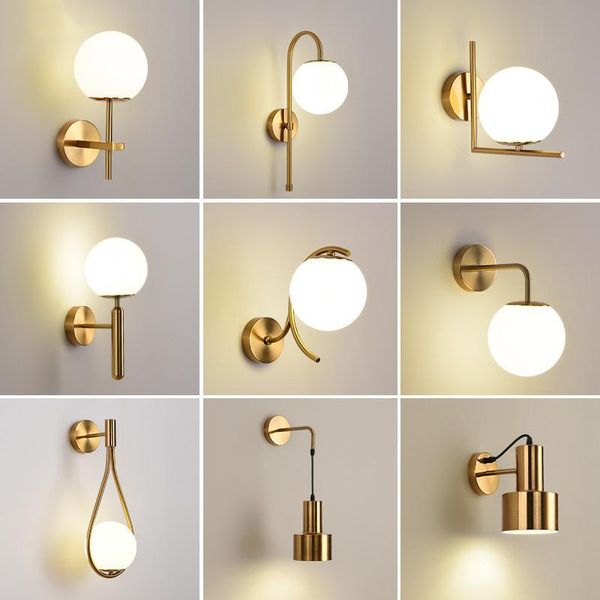 

wall lamps led lights nordic creative personality golden living room home decor bedroom corridor background lamp for fixture