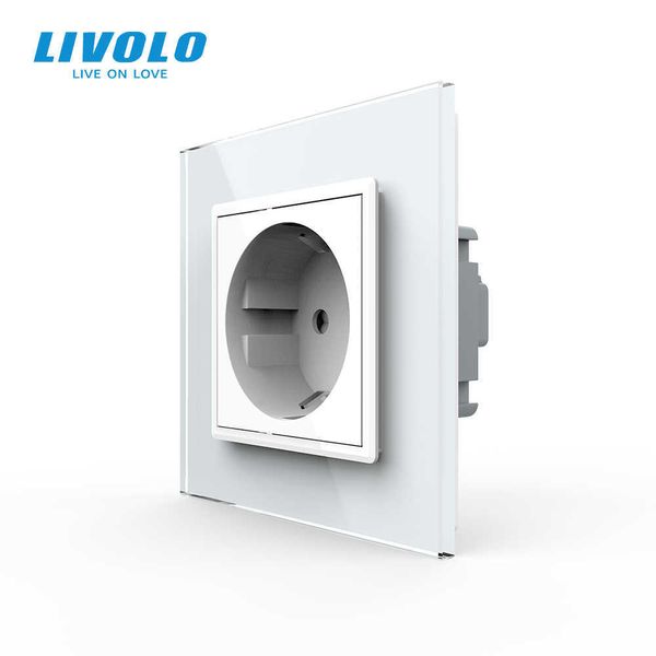

livolo eu standard white crystal glass panel, ac 110~250v 16a wall power socket, vl-c7c1eu-11,no