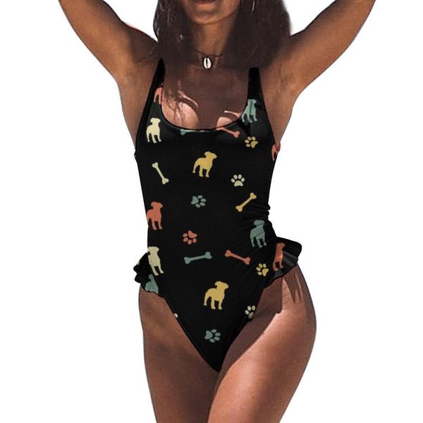 

one-piece suits jack russell terrier swimsuit frilly funny summer swimwear for big breasts one piece bathing suit