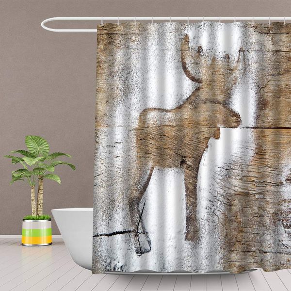 

elk shower curtain board flour deer bathroom decoration set polyester fabric 59x72 inch with hook