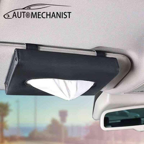 

1 pc organizer box car sun visor boxes interior napkin holder pu leather tissue bag accessories for auto