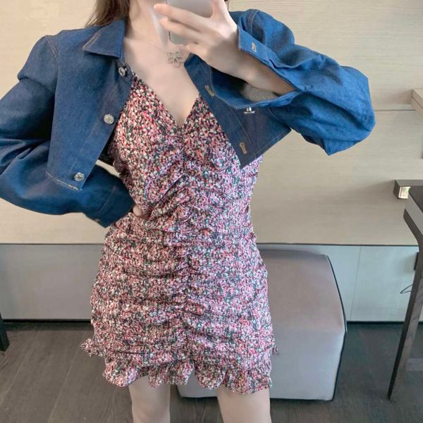 

party dresses floral suspender dress women's french chic waist summer 2021 hip skirt tngi, White;black