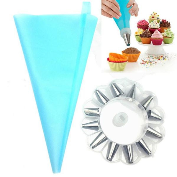 

baking & pastry tools 16pcs confectionery bag with nozzles icing piping tip stainless steel cake decorating tool cream spout for 1*