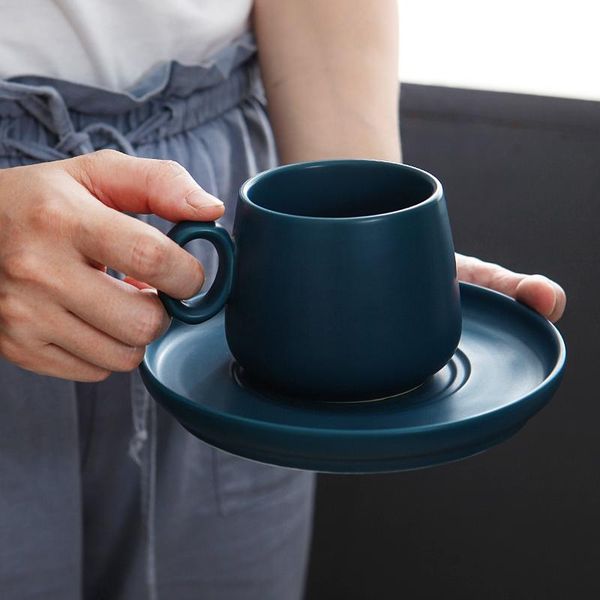 

mugs japanese art retro ceramic matte coffee cup and saucer 270ml simple household couple mug luxury afternoon tea with tray