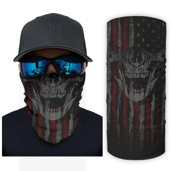 

retro american flag skull outdoor magic headband elastic seamless bandana scarf for workout white onesize cycling caps & masks, Black
