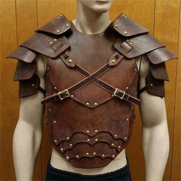 

bras sets medieval rave costume pu leather armor men erotic harness belts fetish gay clothing body cage bdsm bondage wear, Red;black