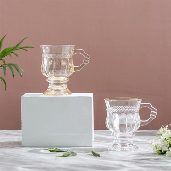 

wine glasses nordic retro transparent amber glass for bar romantic embossed office water cup creative home flower teacup party goblet