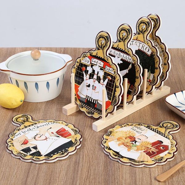 

mats & pads creative painted kitchen decoration tableware ceramic pot holder high temperature insulation cork mat round placemat