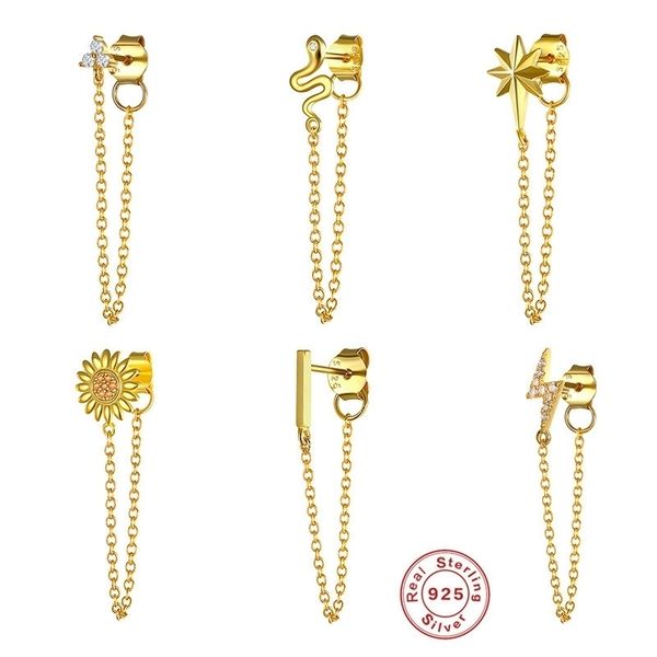 

s925 sterling silver diamond dangle earrings fashion simple design tassel women ear stud for women wedding jewelry gift