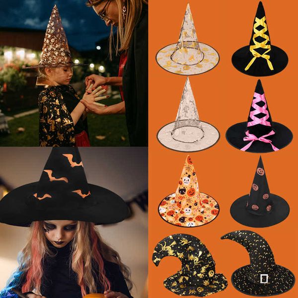 

kids witch hats masquerade magic ribbon wizard cap halloween party favors fancy hat decoration cosplay costume accsori