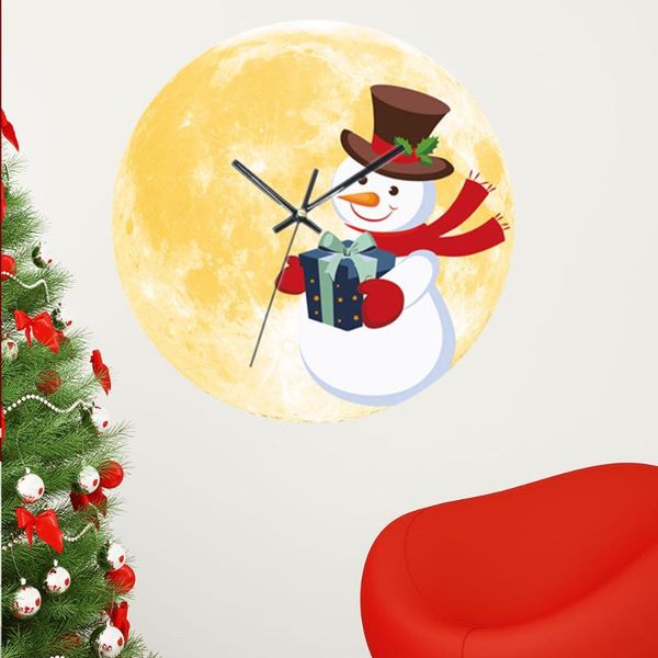 

wall clocks silent light in dark night nordic fashion clock with living room 12 inch christmas snowman luminous