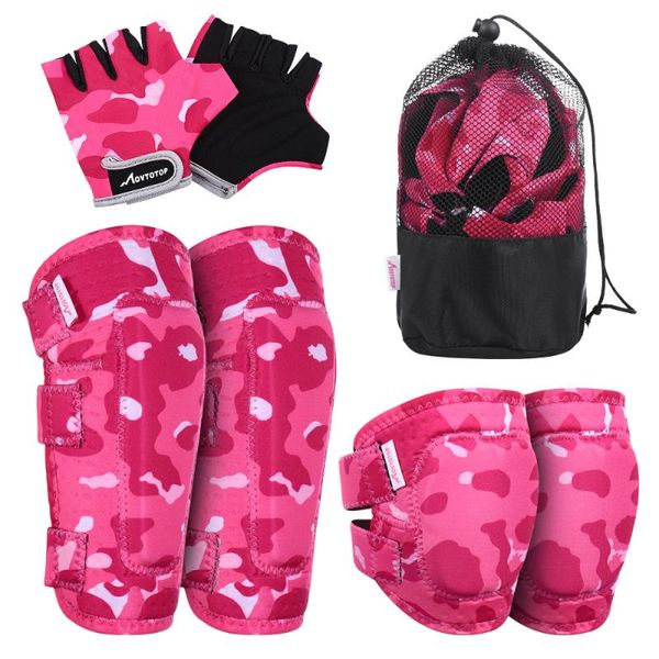 

elbow & knee pads movotective gear set kids sports gears for cycling skateboarding size l/xl (red, Black;gray