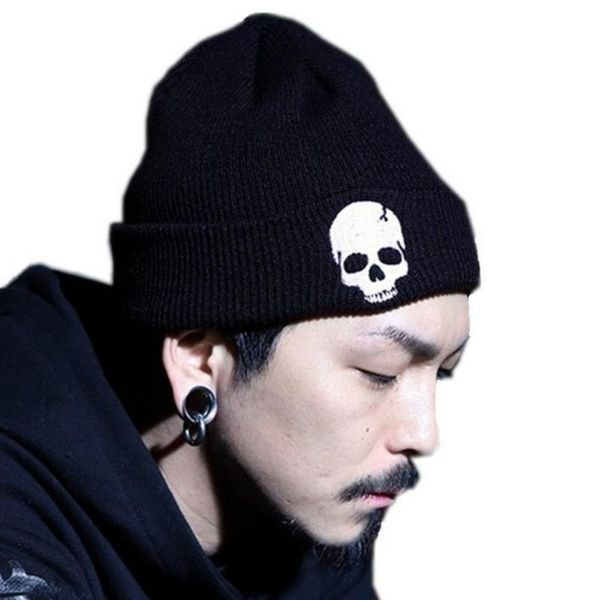 

beanies men women hip-hop skull bone knitted hat autumn winter punk wool gorros streetwear mask warm halloween bonnet cap gift