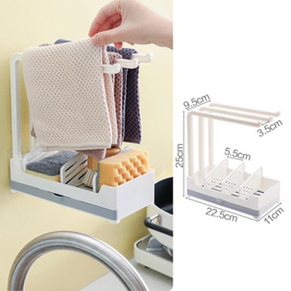 

hooks & rails kitchen sink shelf countercleaning drain rack multifunctional multi-layer rag sponge wipe wall-mounted storage _wk