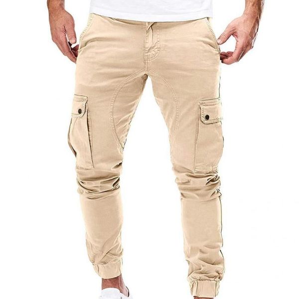

men's pants all match streetwear breathable mid waist cargo for going out, Black