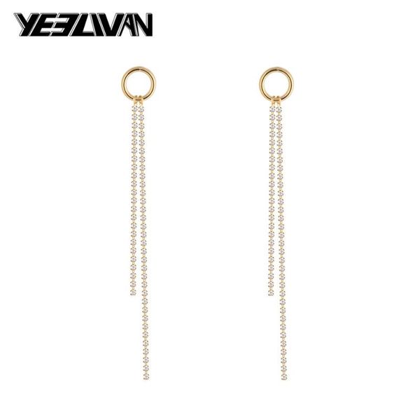 

dangle & chandelier crystal s925 silver gold color long tassels earrings allergy fashion style women classic wedding party jewelry