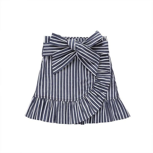 

skirts ins fashion black blue stripe ruffle skirt for baby girls