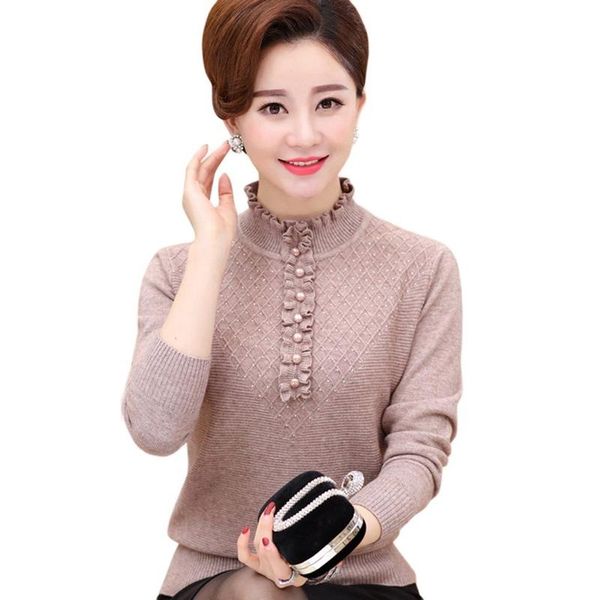 

women's sweaters knitted sweater pullover 2021 spring autumn half turtleneck knisweater female mothers winter bottoming shirt, White;black