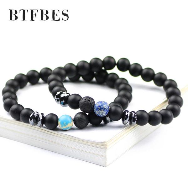

charm bracelets btfbes natural stone beads bracelet for men women handmade diy men's matte black bangles gift drop, Golden;silver