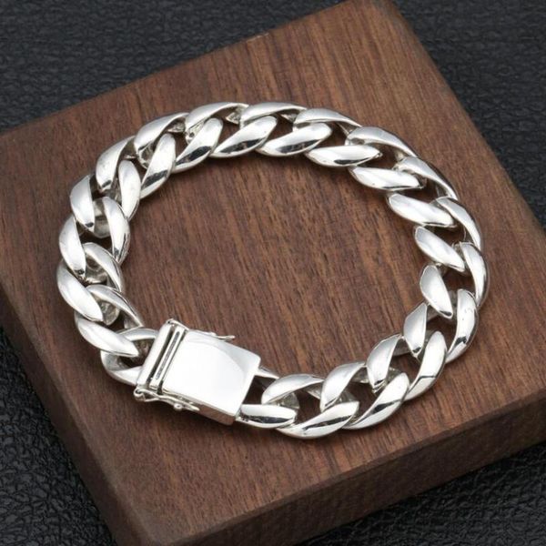 

link, chain 100% 925 silver bracelet vintage solid sterling man, Black