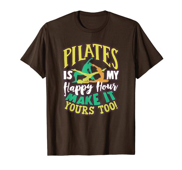 

pilates happy hour motivational t-shirt, White;black